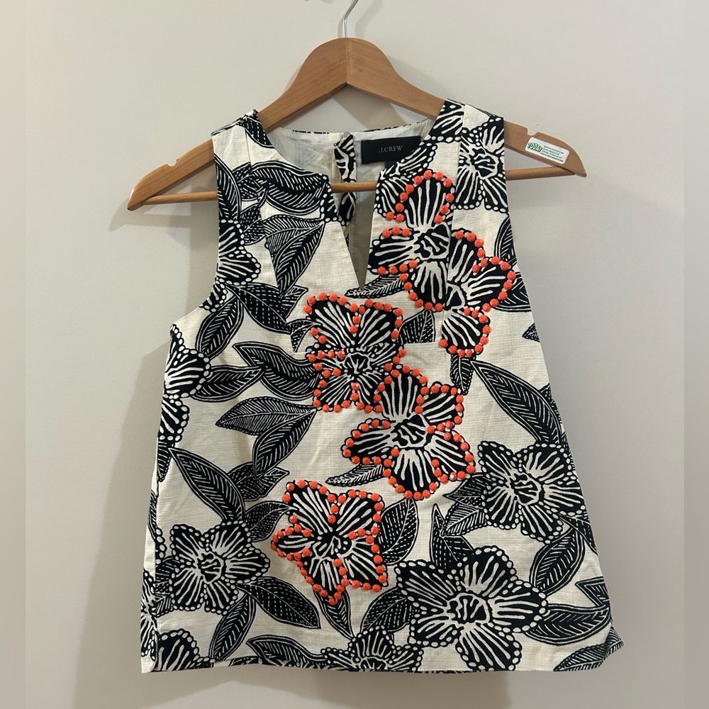 J. Crew sleeveless embroidered top size 0